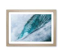 Curve of The Ocean Wave Painting Framed Print | A2 Oak Framed Wall Art | Ready to Hang | Modern Nautical Picture | Living Room Bedroom Lounge Office