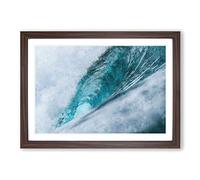 Curve of The Ocean Wave Painting Framed Print | A2 Walnut Framed Wall Art | Ready to Hang | Modern Nautical Picture | Living Room Bedroom Lounge Office