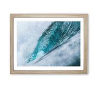 Curve Of The Ocean Wave Painting Modern Art Framed Print | A3 Oak Framed Wall Art | Ready to Hang | Modern Nautical Picture | Living Room Bedroom Lounge Office