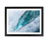 Curve Of The Ocean Wave Painting Modern Art Framed Print | A4 Black Framed Wall Art | Ready to Hang | Modern Nautical Picture | Living Room Bedroom Lounge Office