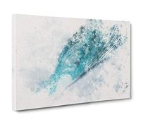 Curve of the Ocean Wave Watercolour Canvas Print | Gallery Wrapped 30mm Frame Wall Art | 30x20 inches | Ready to Hang | Coastal Seascape Picture | Living Room Bedroom Lounge Office
