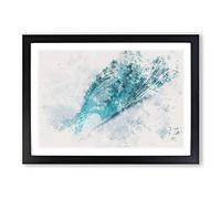 Curve of The Ocean Wave Watercolour Framed Print | A2 Black Framed Wall Art | Ready to Hang | Modern Nautical Picture | Living Room Bedroom Lounge Office