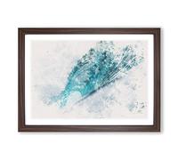 Curve of The Ocean Wave Watercolour Framed Print | A2 Walnut Framed Wall Art | Ready to Hang | Modern Nautical Picture | Living Room Bedroom Lounge Office