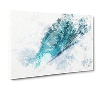 Curve Of The Ocean Wave Watercolour Modern Canvas Wall Art Print Ready to Hang, Framed Picture for Living Room Bedroom Home Office Décor, 20x14 Inch (50x35 cm)