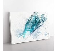 Curve Of The Ocean Wave Watercolour Modern Canvas Wall Art Print Ready to Hang, Framed Picture for Living Room Bedroom Home Office Décor, 76x50 cm (30x20 Inch)