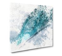 Curve of the Ocean Wave Watercolour Modern Canvas Wall Art Print Ready to Hang, Framed Picture for Living Room Bedroom Home Office Décor, 14x14 Inch (35x35 cm)