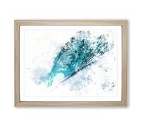 Curve Of The Ocean Wave Watercolour Modern Framed Wall Art Print, Ready to Hang Picture for Living Room Bedroom Home Office Décor, Oak A3 (46 x 34 cm)
