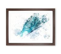 Curve Of The Ocean Wave Watercolour Modern Framed Wall Art Print, Ready to Hang Picture for Living Room Bedroom Home Office Décor, Walnut A3 (46 x 34 cm)