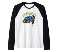 Curve ON THE Rail Slot Car Track Hand Controller Racing Raglan Baseball Tee