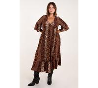 Curve Patchwork Animal Midi Dress Blue Vanilla Multi 26-28