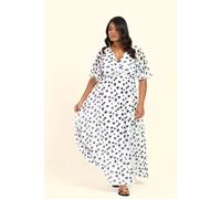Curve Polka Dot Angel Sleeve Wrap Front Maxi Dress FASHION-SZN White 16