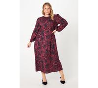 Womens Curve Shirred Waist Midi Dress Animal Print Animal 18