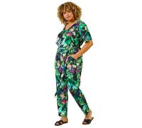 Curve Tropical Print Jumpsuit Roman Green 30-32