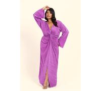 Curve Twist Front Flare Sleeve Plisse Midaxi Dress FASHION-SZN Purple 20