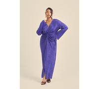 Curve Twist Front Flare Sleeve Plisse Midaxi Dress FASHION-SZN Purple 26-28