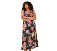 Curve Twist Front Floral Maxi Dress Roman Black 26-28