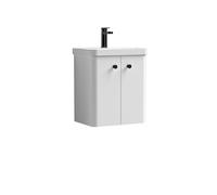Curve Wall Hung 2 Door Vanity Basin Unit White Black Handles 500mm Balterley White One Size