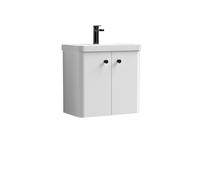 Curve Wall Hung 2 Door Vanity Basin Unit White Black Handles 600mm Balterley White One Size