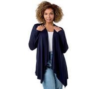 Roman Curve Women Waterfall Front Jersey Cardigan - Ladies Spring Everyday Summer Evening Vacation Work Holiday Long Sleeve Smart Casual - Navy - Size 20