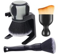 Curveball Detail Brush, Car Ultra Soft Bristles Detailing Brushes, 4PCS Professional Auto Cleaning Brush, Covers Large Area Inside or Outside Vehicles, Exterior Interior Brush- Gray