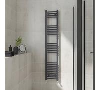 (Curved, 1600x300mm) Warmehaus Heated Towel Rail Anthracite Bathroom Ladder Style Radiator Grey Central Heating