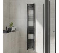 Warmehaus Curved Heated Towel Rail Black Bathroom Ladder Style Radiator Central Heating 1800x300mm