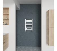 (Curved, 600x400mm) Warmehaus Heated Towel Rail White Bathroom Ladder Style Radiator Central Heating