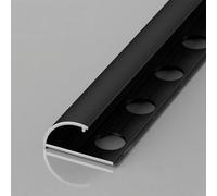 Curved Aluminum Tile Trim 100cm - 2pcs Waterproof Edging Strips for 10/12mm Wall Panels, Black Finish, Perfect for Bathroom & Kitchen Tile Corner Protection