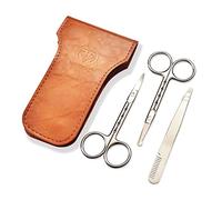 Curved and Rounded Facial Hair Scissors For Men - Moustache, Nose Hair & Beard Trimming Scissors, Safety Use for Eyebrows, Eyelashes, And Ear Hair -Professional Stainless Steel