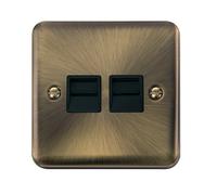 Curved Antique Brass Master Telephone Twin Socket SE Home Gold One Size