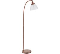 Curved Arm Floor Lamp Aged Copper Tall Free Standing Metal Retro Reading Light