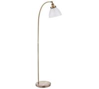Curved Arm Floor Lamp Antique Brass Tall Free Standing Metal Retro Reading Light