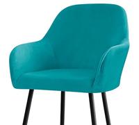 Curved Back Chair Covers, Universal Stretch Velvet Dining Chair Slipcovers with Foot Caps, Set of 2, 4, or 6, Teal - Removable, Durable, Perfect for Dining Rooms