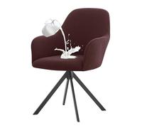 Curved Back Dining Chair Covers, Accent Vanity Kitchen Armchair Cover, Swivel Bar Stools Chairs Slipcover with Arms, Office Desk Chair Protector Covers(B-Dark Coffee,1PCS)