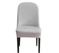 Curved Back Velvet Dining Chair Covers Stretchy Anti-Slip Wrinkle-Resistant Comfortable Scandinavian Style Set of 4 Silver Gray