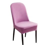 Curved Backrest Velvet Dining Chair Covers Non-Slip Wrinkle-Resistant Comfortable Scandinavian Style Light Purple Set of 2 Elastic Stretch Fit