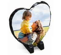 Curved Banana Personalised Heart Photo Slate Gift - Custom Photo/Image Rock Keepsake Plaque with Stands - 20cm