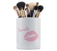 Curved Banana Personalised Makeup Brush Holder - Custom Name Ceramic Makeup Brush Organiser Pot - Gift for Makeup Lover - Kiss Lips