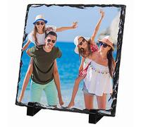 Curved Banana Personalised Square Photo Slate Gift - Custom Photo/Image Rock Keepsake Plaque with Stands - 20cm