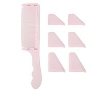 Curved Barber Comb Professional S Shaped Arc Hair Cutting Tool For Flat Top Hairstyles ABS Material Durable Construction Includes 1 Comb 6 Guide Combs (Pinkish)