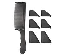 Curved Barber Comb Professional S Shaped Arc Hair Cutting Tool for Flat Top Styling ABS Material with 6 Guide Comb Calipers (Black)