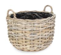 Curved Base Rattan Planter With Plastic Lining Red Hamper Natural L