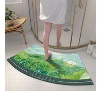 Curved Bath Carpet Diatomaceous Earth Bathroom Rug Water Absorbent Rubber Backed Non-Slip Soft Durable Floor Mat for the corner shower(40x75cm)