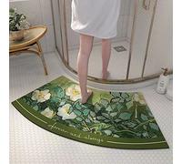 Curved Bath Carpet Diatomaceous Earth Bathroom Rug Water Absorbent Rubber Backed Non-Slip Soft Durable Floor Mat for the corner shower(40x75cm)