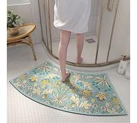 Curved Bath Carpet Diatomaceous Earth Bathroom Rug Water Absorbent Rubber Backed Non-Slip Soft Durable Floor Mat for the corner shower(45x100cm)