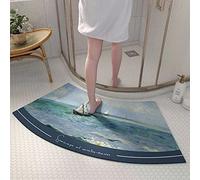 Curved Bath Carpet Diatomaceous Earth Bathroom Rug Water Absorbent Rubber Backed Non-Slip Soft Durable Floor Mat for the corner shower(45x100cm)