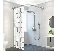 Curved Bath Corner Bar L-Shaped Non-Drilling Extendable Stainless Steel Shower Rail for Small Bathrooms (80-100cm x 80-100cm) - Ideal for Bathtubs.
