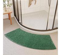 Curved Bath Mat, Absorbent Non Slip Shaggy Bathroom Rug for Shower Stall and RV, Washable, Fan-Shaped Design