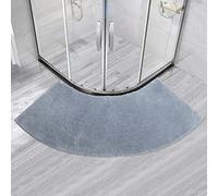 Curved Bath Mat for Quadrant Shower - Super Absorbent Non-slip Bathroom Rug, Washable Grey Floor Mat for Round Shower, 1.45 x 1.43m / 17.72 x 56.3in