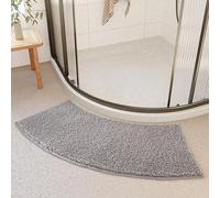 Curved Bath Mat, Non Slip Corner Shower Mat, Machine Washable Bathroom Carpet, Strong Water Absorbent Soft Microfiber Bathroom Foot Rug, 40x100cm Fan Shaped Floor Carpet for Hotel Tub (Grey)